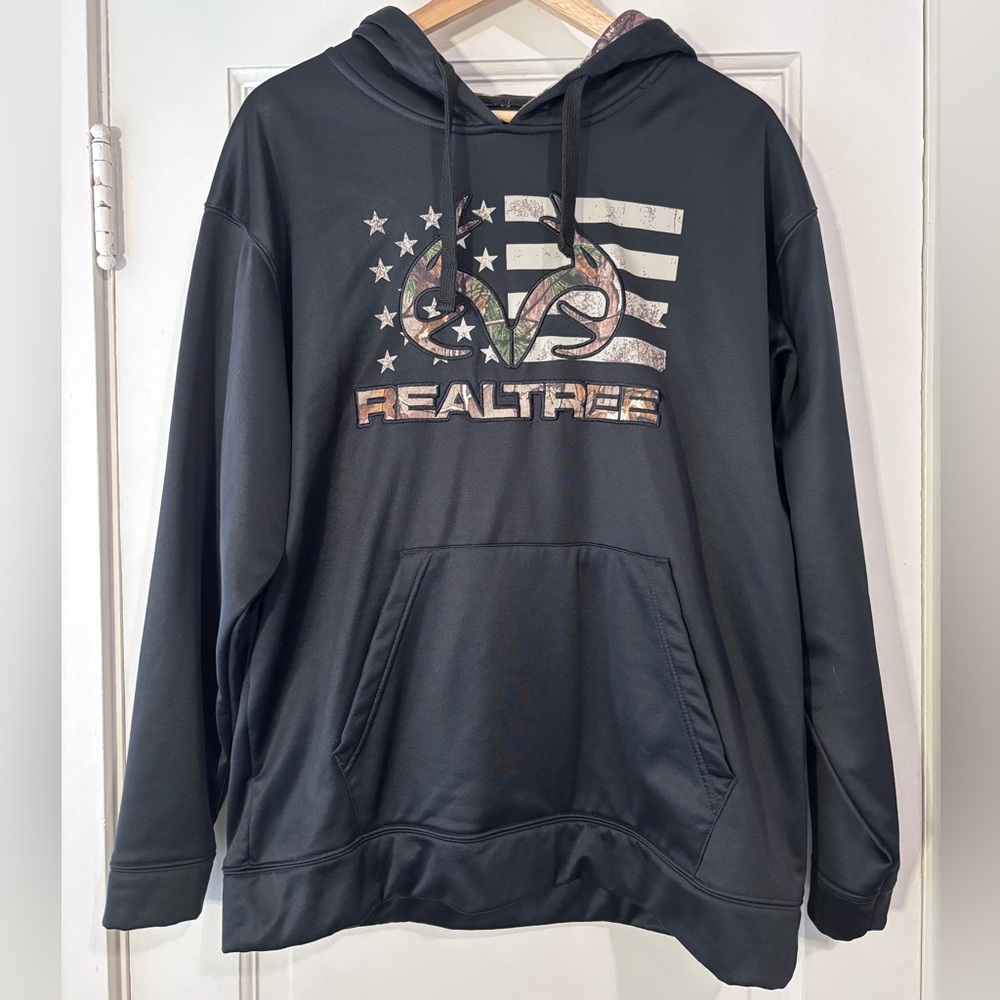 Realtree Men's Black and Gray Hoodie